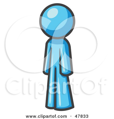 Royalty-Free (RF) Clipart Illustration of a Blue Design Mascot Man Standing Up Straight by Leo Blanchette