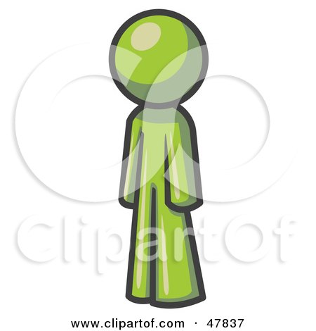 Royalty-Free (RF) Clipart Illustration of a Green Design Mascot Man Standing Up Straight by Leo Blanchette