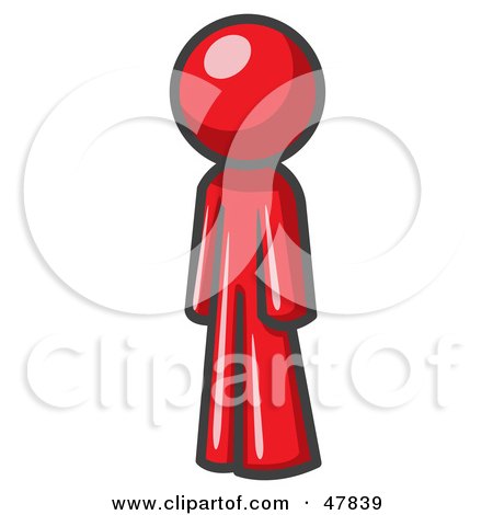 Royalty-Free (RF) Clipart Illustration of a Red Design Mascot Man Standing Up Straight by Leo Blanchette