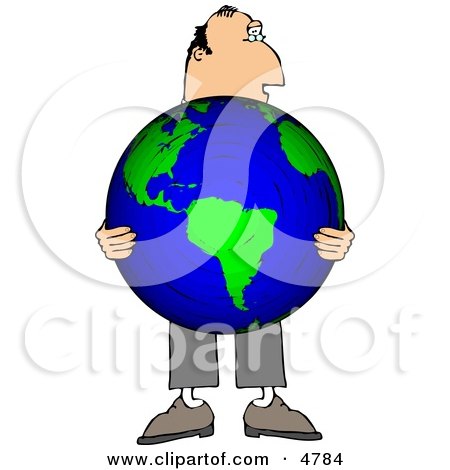 Businessman Holding the World in His Hands Clipart by djart