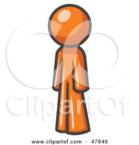 Royalty-Free (RF) Clipart Illustration of an Orange Design Mascot Man Standing Up Straight by Leo Blanchette