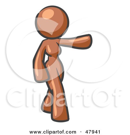 Royalty-Free (RF) Clipart Illustration of a Brown Design Mascot Woman Presenting by Leo Blanchette