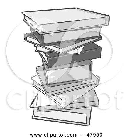 Royalty-Free (RF) Clipart Illustration of a Pile Of Gray School Or Library Books by Leo Blanchette