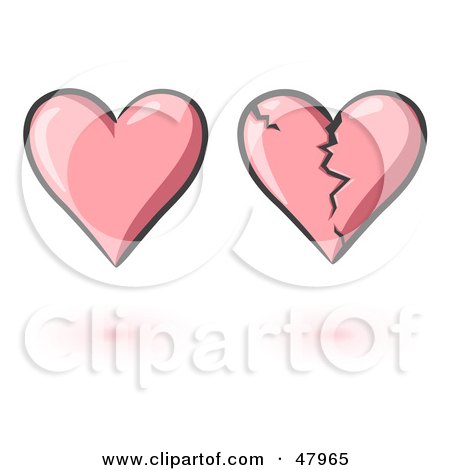 Royalty-Free (RF) Clipart Illustration of a Digital Collage Of Whole And Cracked Pink Hearts by Leo Blanchette