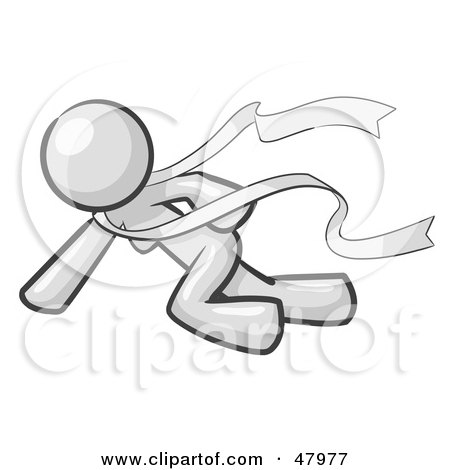 Royalty-Free (RF) Clipart Illustration of a White Design Mascot Woman Finishing First In A Race by Leo Blanchette