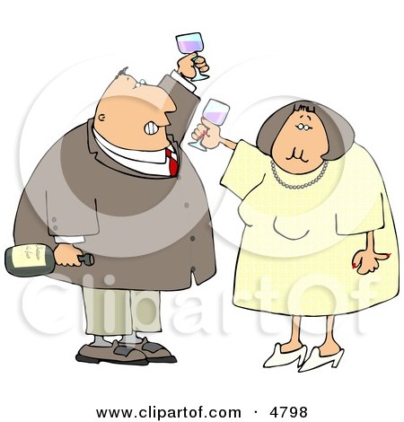Man and Woman at a Party Drinking Wine While Celebrating New Years Holiday Clipart by djart