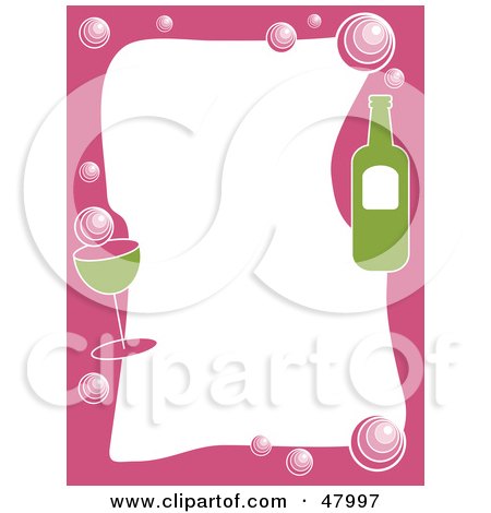 Royalty-Free (RF) Clipart Illustration of a Pink And Green Stationery Border Of Champagne On White by Prawny