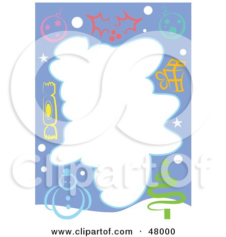 Royalty-Free (RF) Clipart Illustration of a Blue Stationery Border Of Snowmen And Christmas Icons On White by Prawny