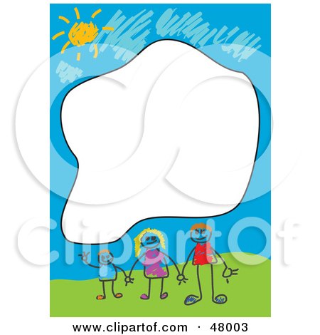 Royalty-Free (RF) Clipart Illustration of a Stationery Border Of A Happy Stick People Family With A Text Box by Prawny