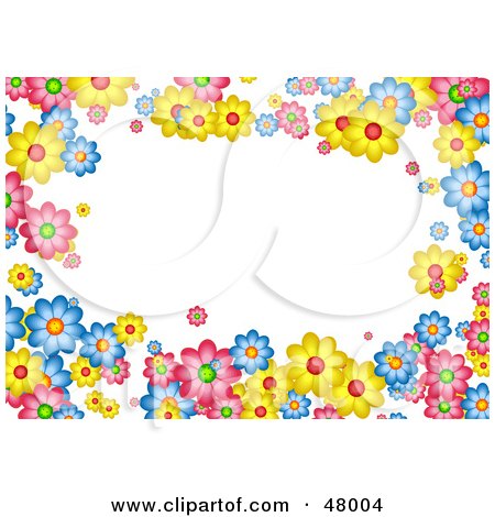 Royalty-Free (RF) Clipart Illustration of a Colorful Stationery Border Of Flowers On White by Prawny