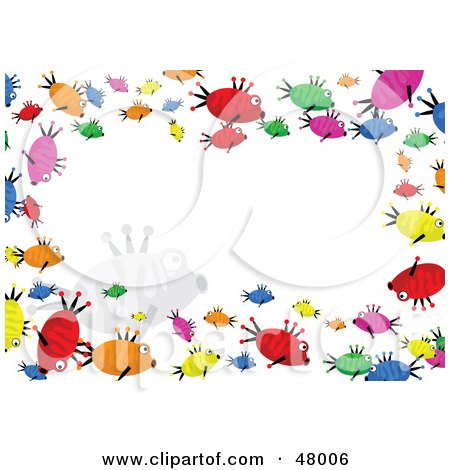 Royalty-Free (RF) Clipart Illustration of a Colorful Stationery Border Of Swimming Fish On White by Prawny