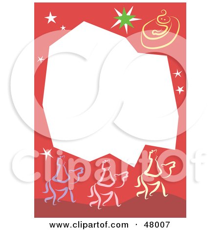 Royalty-Free (RF) Clipart Illustration of a Red Stationery Border Of The Three Wise Men On White by Prawny