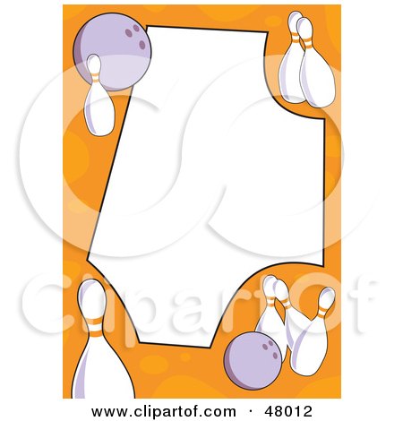 Royalty-Free (RF) Clipart Illustration of an Orange Stationery Border Of Bowling Balls And Pins On White by Prawny