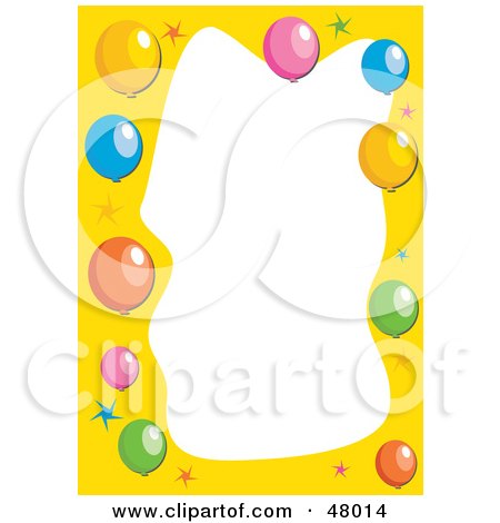 Royalty-Free (RF) Clipart Illustration of a Stationery Border Of Stars And Party Balloons On White by Prawny