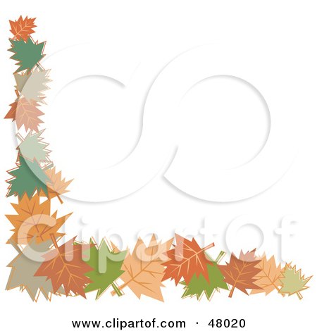 Royalty-Free (RF) Clipart Illustration of a Stationery Border Or Corner Of Autumn Leaves On White by Prawny