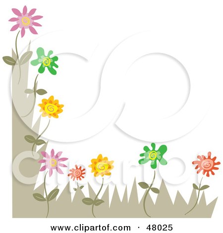 Royalty-Free (RF) Clipart Illustration of a Stationery Border Or Corner Of Flowers On White by Prawny