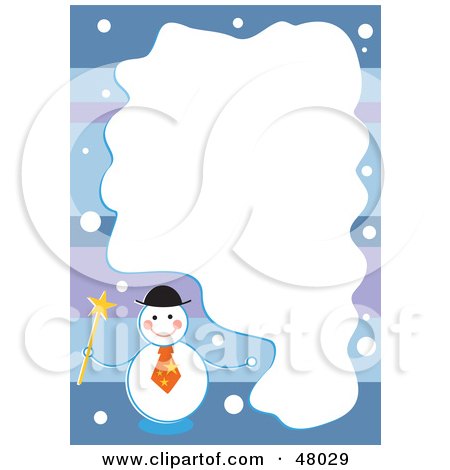 Royalty-Free (RF) Clipart Illustration of a Stationery Border Of Frosty The Snowman On Purple And Blue With A White Text Box by Prawny