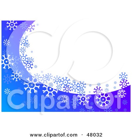 Royalty-Free (RF) Clipart Illustration of a Stationery Border Of Blue And White Snowflakes With Text Space by Prawny