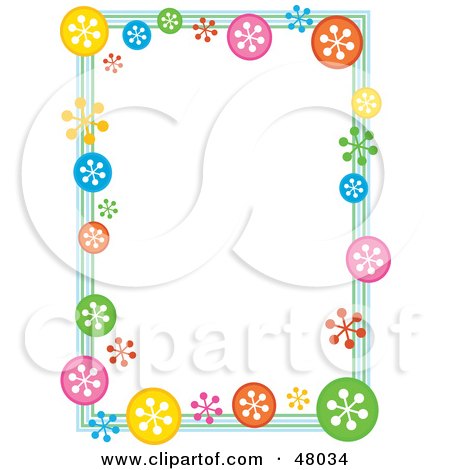 Royalty-Free (RF) Clipart Illustration of a Colorful Stationery Border Of Retro Snowflakes On White by Prawny