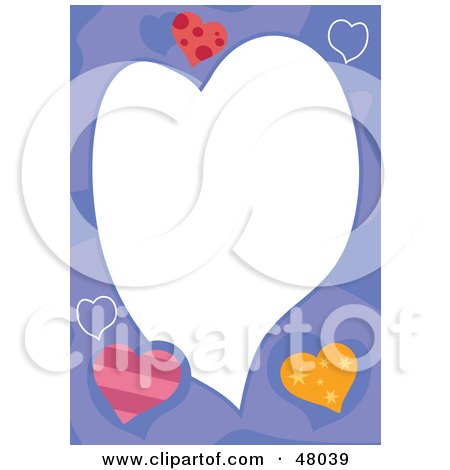 Royalty-Free (RF) Clipart Illustration of a Purple Stationery Border Of Hearts by Prawny