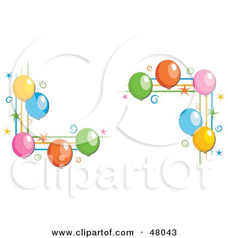 Royalty-Free (RF) Clipart Illustration of Party Balloon Corner Designs On A White Background by Prawny