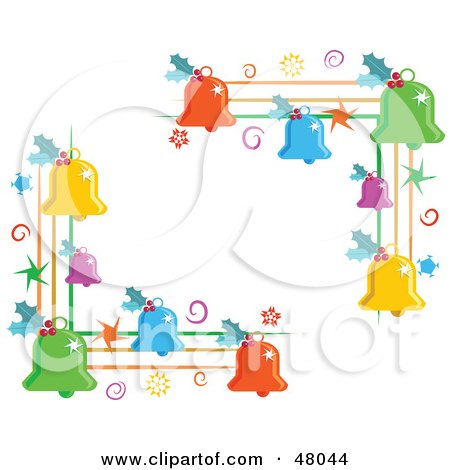 Royalty-Free (RF) Clipart Illustration of Colorful Christmas Jingle Bells Corner Designs by Prawny