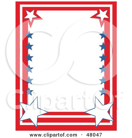 Royalty-Free (RF) Clipart Illustration of a Stationery Border Of Red White And Blue Stars And Stripes On White by Prawny