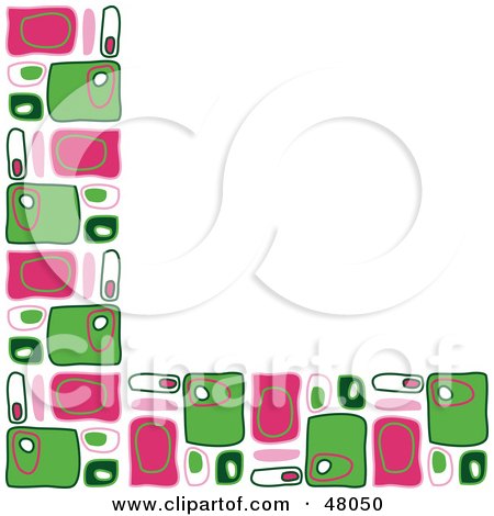 Royalty-Free (RF) Clipart Illustration of a Retro Stationery Border Or Corner Of Pink And Green Rectangles On White by Prawny