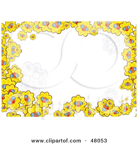 Royalty-Free (RF) Clipart Illustration of a Stationery Border Of Yellow Sunflowers On White by Prawny