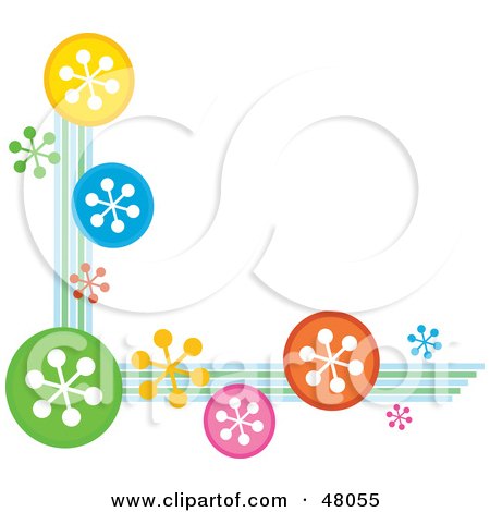 Royalty-Free (RF) Clipart Illustration of a Stationery Border Or Corner Of Colorful Snowflakes On White by Prawny
