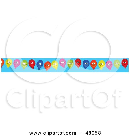 Royalty-Free (RF) Clipart Illustration of a Border Of Happy Balloons On Blue by Prawny
