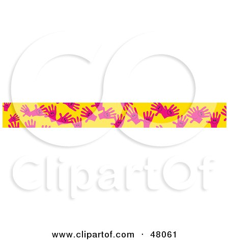 Royalty-Free (RF) Clipart Illustration of a Border Of Pink Hands On Yellow by Prawny