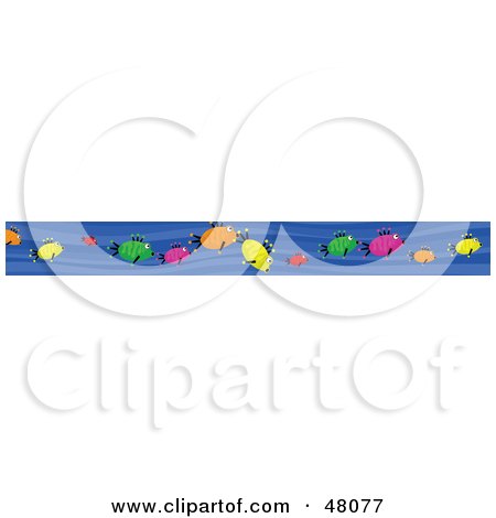 Royalty-Free (RF) Clipart Illustration of a Border Of Colorful Fish In Blue Water by Prawny