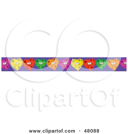 Royalty-Free (RF) Clipart Illustration of a Border Of Colorful Hearts On Purple by Prawny