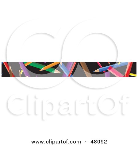 Royalty-Free (RF) Clipart Illustration of a Border Of Colored Pencils On Black by Prawny