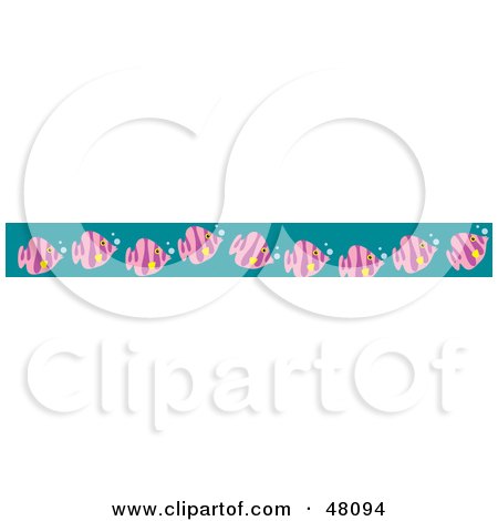 Royalty-Free (RF) Clipart Illustration of a Border Of Purple Fish on Blue by Prawny