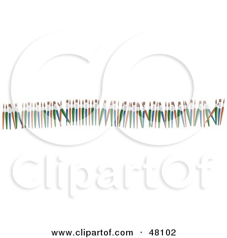 Royalty-Free (RF) Clipart Illustration of a Border Of Paint Brushes On White by Prawny