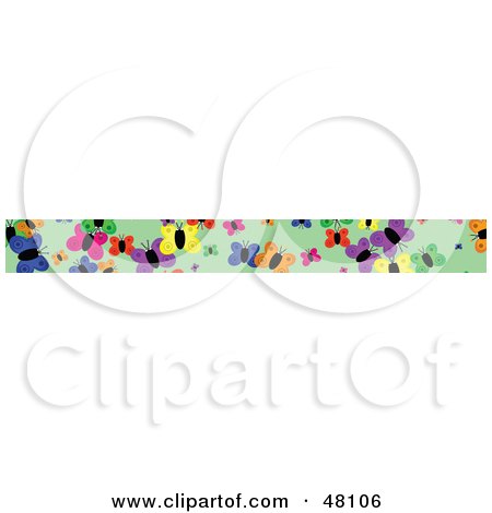 Royalty-Free (RF) Clipart Illustration of a Border Of Colorful Butterflies by Prawny