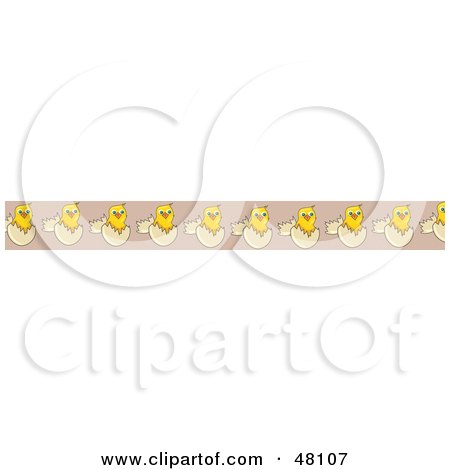 Royalty-Free (RF) Clipart Illustration of a Border Of Hatching Yellow Chicks by Prawny