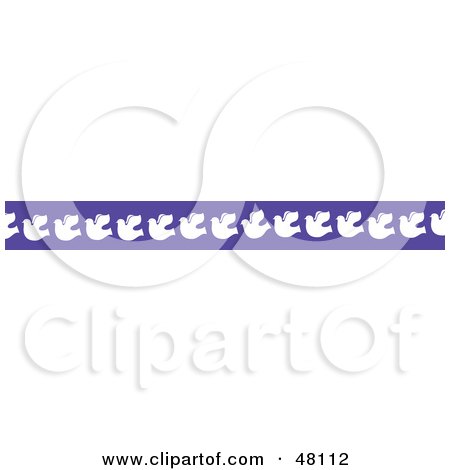 Royalty-Free (RF) Clipart Illustration of a Border Of White Christian Doves On Purple by Prawny