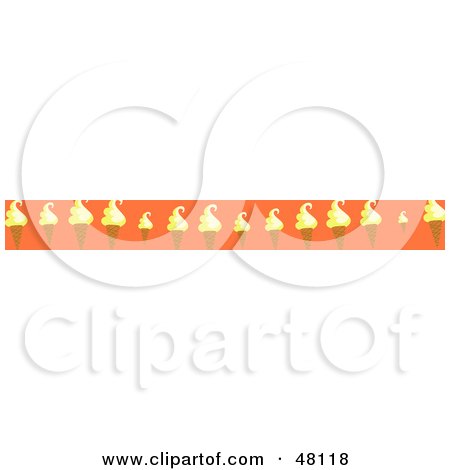 Royalty-Free (RF) Clipart Illustration of a Border Of Vanilla Ice Cream Cones On Orange by Prawny