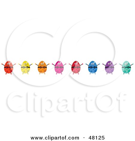 Royalty-Free (RF) Clipart Illustration of a Border Of Colorful Easter Eggs On White by Prawny