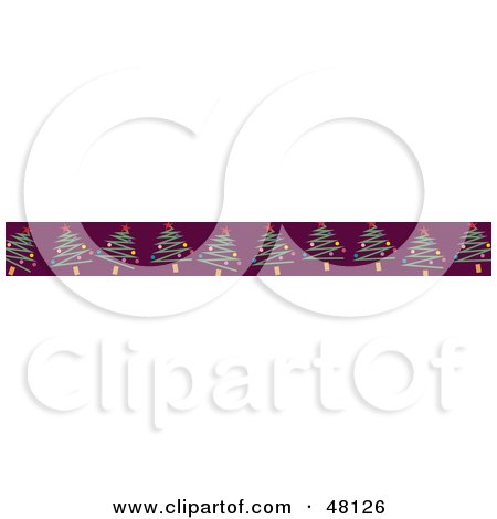 Royalty-Free (RF) Clipart Illustration of a Border Of Scribble Christmas Trees On Purple by Prawny