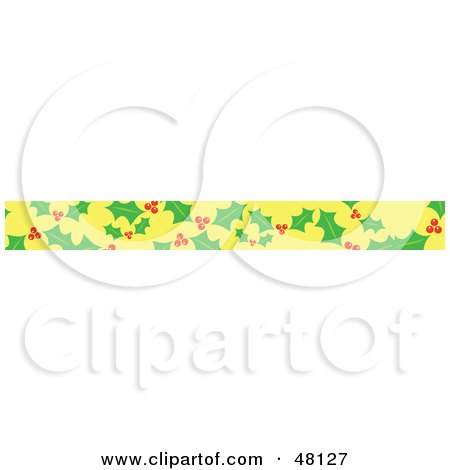 Royalty-Free (RF) Clipart Illustration of a Border Of Christmas Holly On Yellow by Prawny
