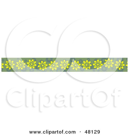 Royalty-Free (RF) Clipart Illustration of a Border Of Yellow Flowers On Green by Prawny