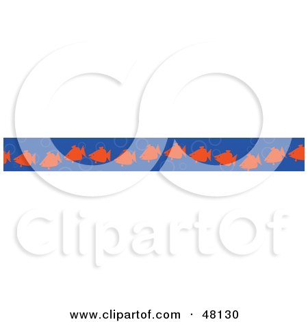 Royalty-Free (RF) Clipart Illustration of a Border Of Orange Fish On Blue by Prawny