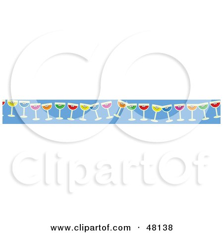 Royalty-Free (RF) Clipart Illustration of a Border Of Happy Wine Glasses On Blue by Prawny