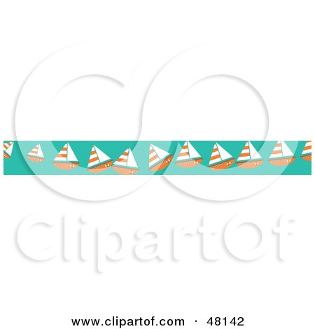 Royalty-Free (RF) Clipart Illustration of a Border Of Sailboats On Green by Prawny