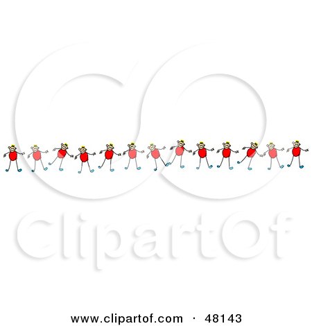 Royalty-Free (RF) Clipart Illustration of a Border Of Stick Children Holding Hands by Prawny