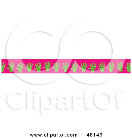 Royalty-Free (RF) Clipart Illustration of a Border Of Green Hands On Pink by Prawny